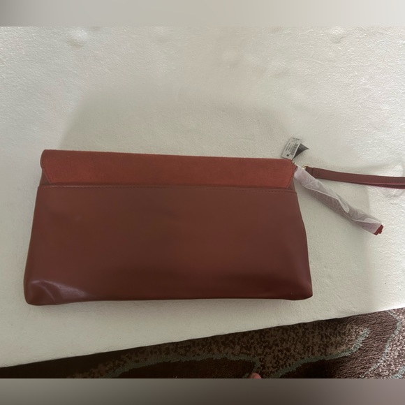 White House black market NWT rust wristlet purse lattice detail with duster bag - Picture 9 of 10